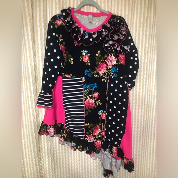 Tops - Floral and Polka Dot Asymmetrical Top